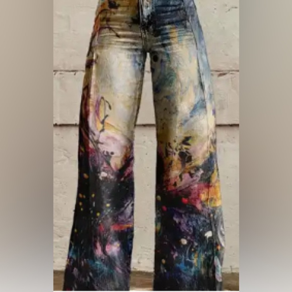 Colorful Abstract Print Pants